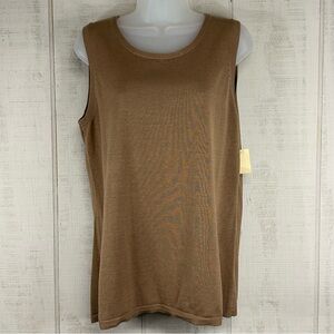 Coldwater Creek Womens Sleeveless Top Size L Silk Cotton‎ Knit Lagom Neutral